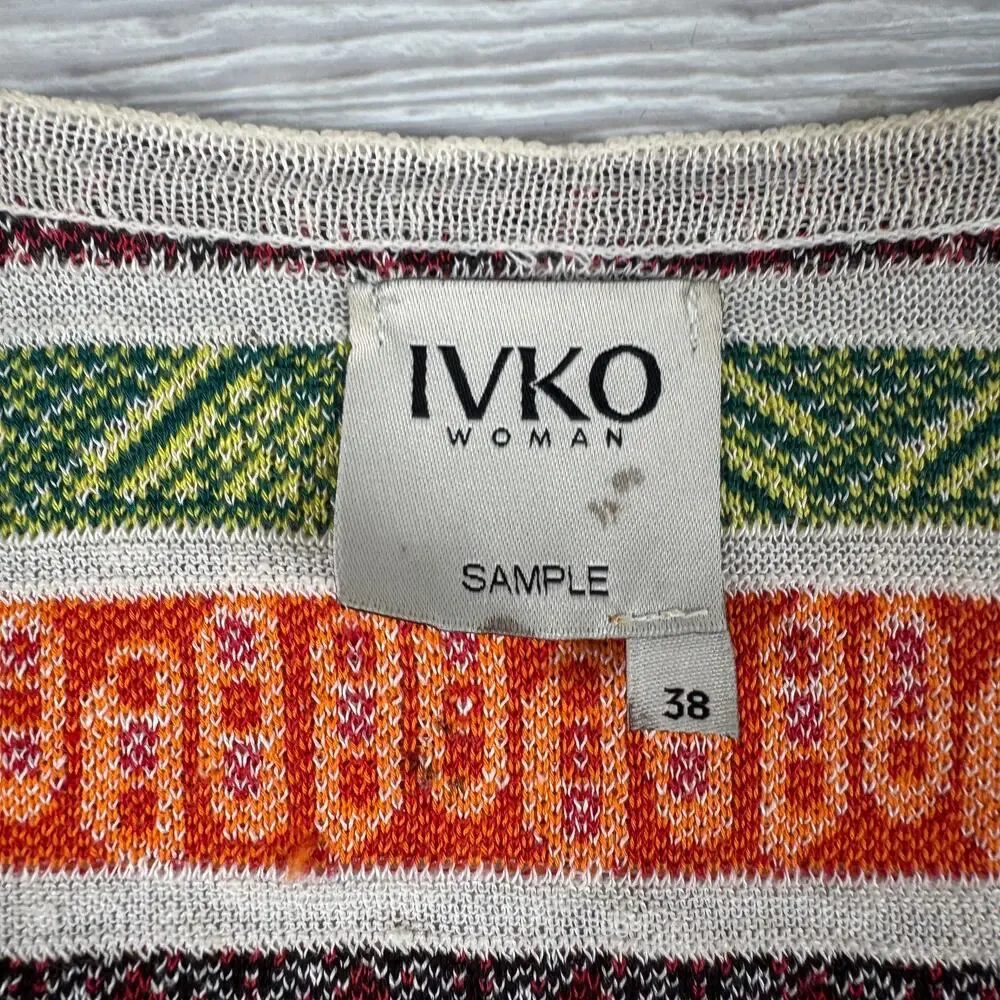 IVKO Linen Open Front Cardigan Folk Wearable Art Knit 38 Boho Lagenlook Designer